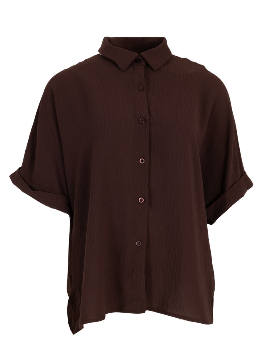 Doorknoop blouse one size Bruin