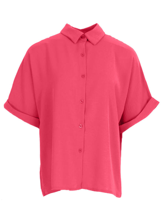 Doorknoop blouse one size Fuchsia