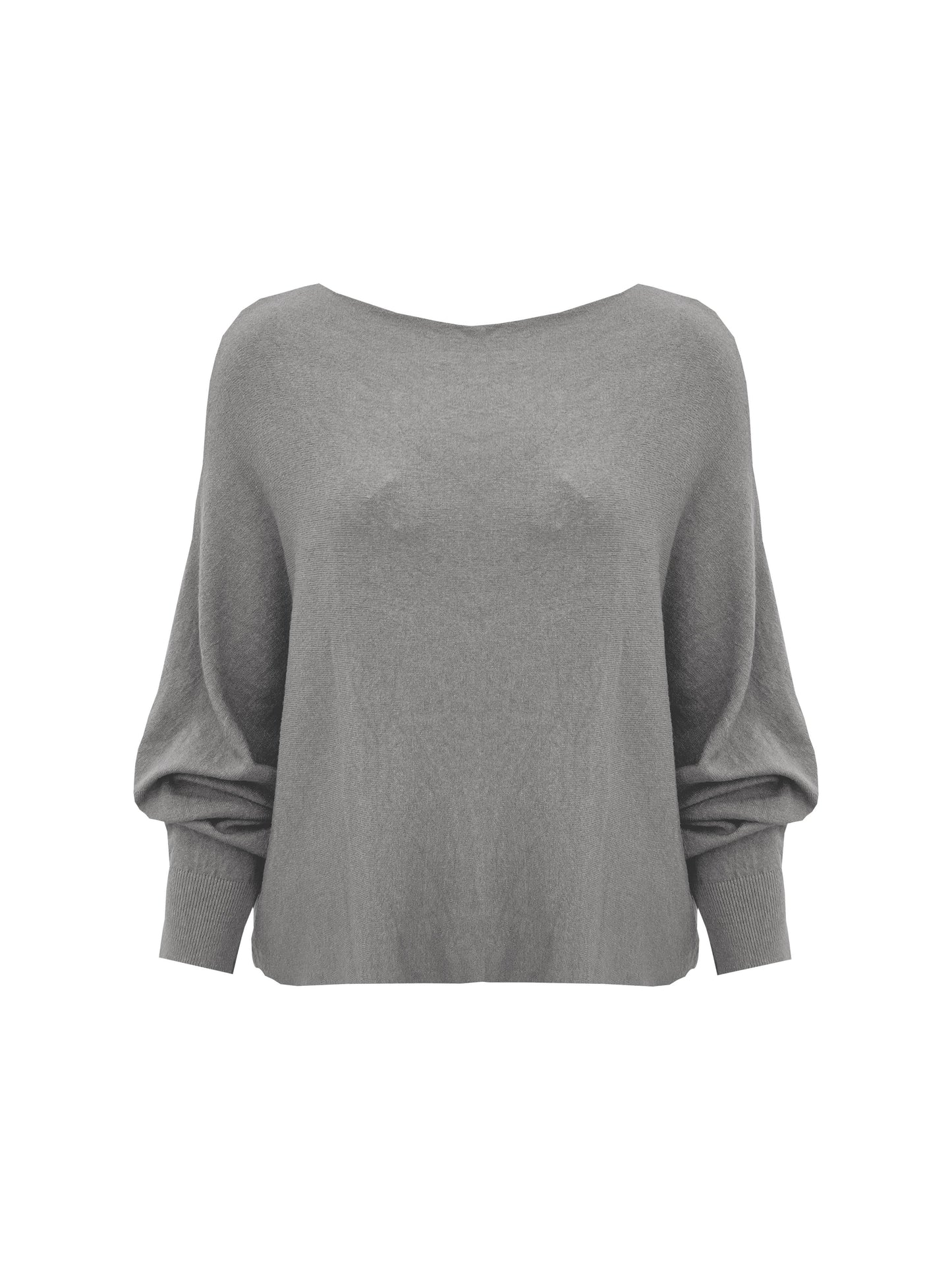 Fijn gebreide trui met vleermuis mouw Grijs washed