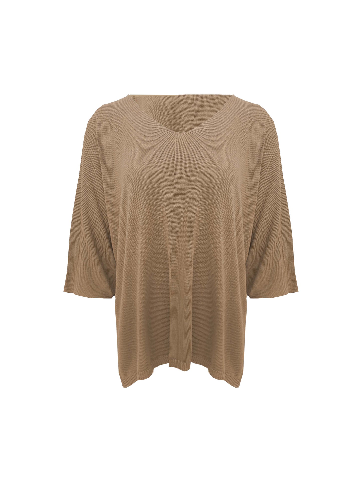 Fijn gebreide viscose top Camel