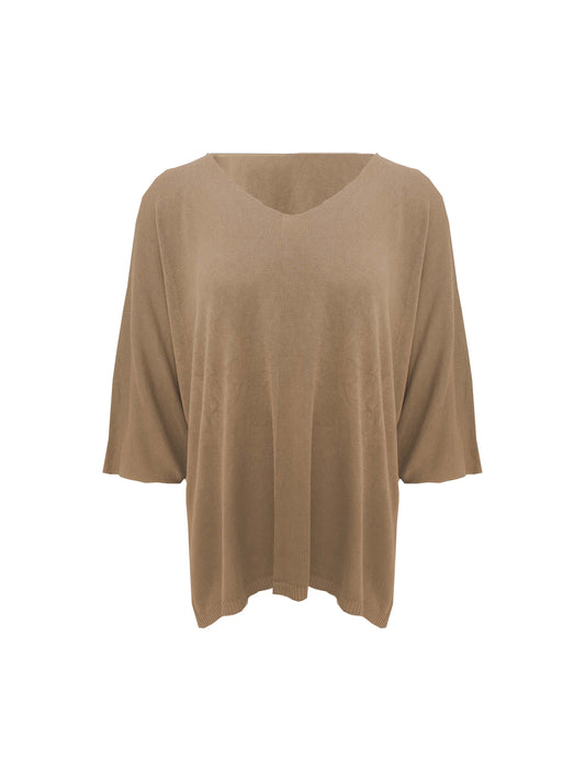 Fijn gebreide viscose top Camel