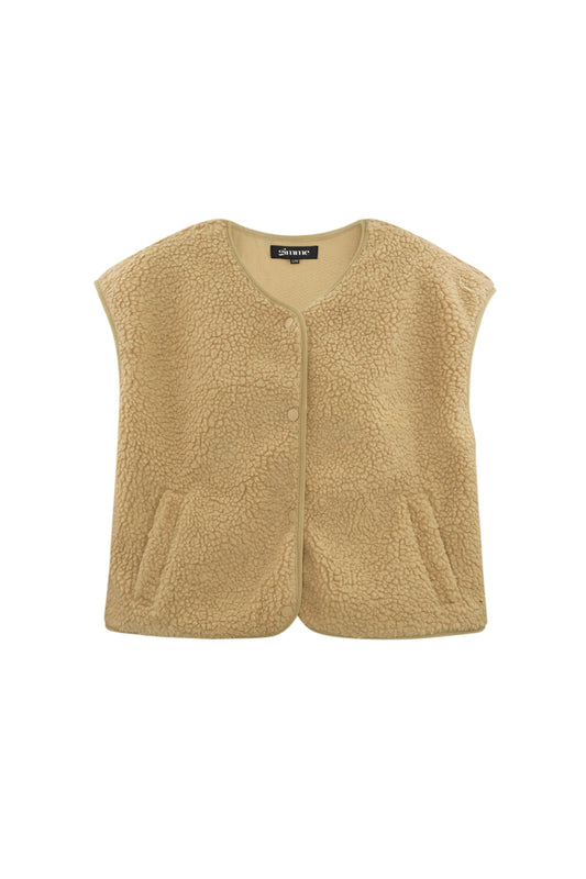 Fluffy teddy vest  Camel