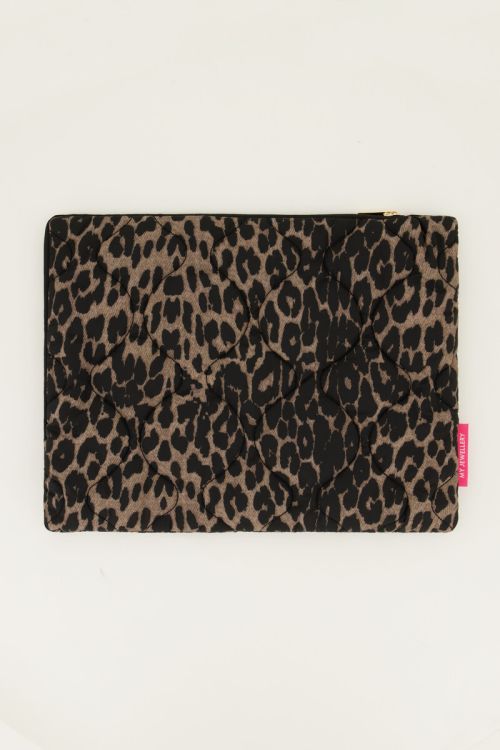Gewatteerde laptop hoes met panterprint