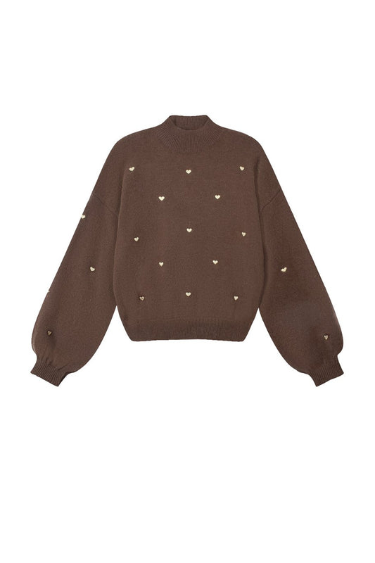Gimme Sweetheart Charm sweater Donkerbruin