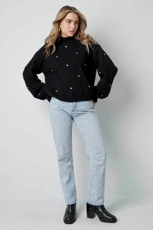 Gimme Sweetheart Charm sweater Zwart
