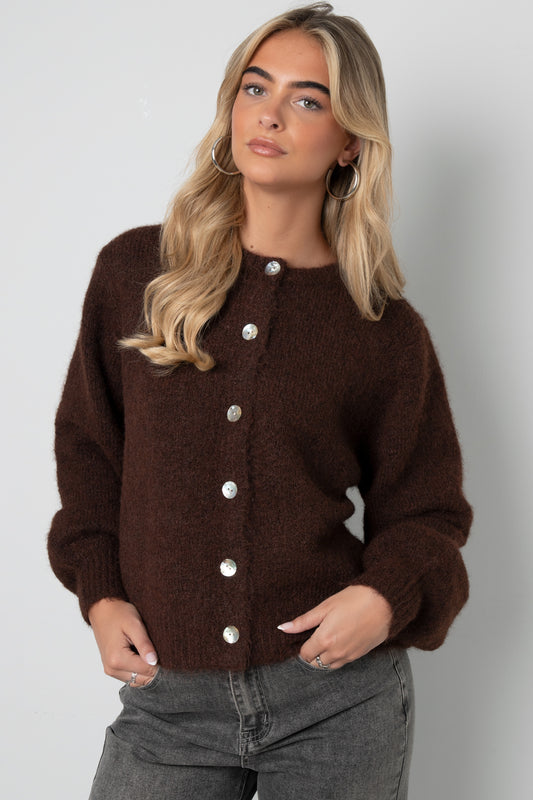 Gimme cardigan knit Donkerbruin