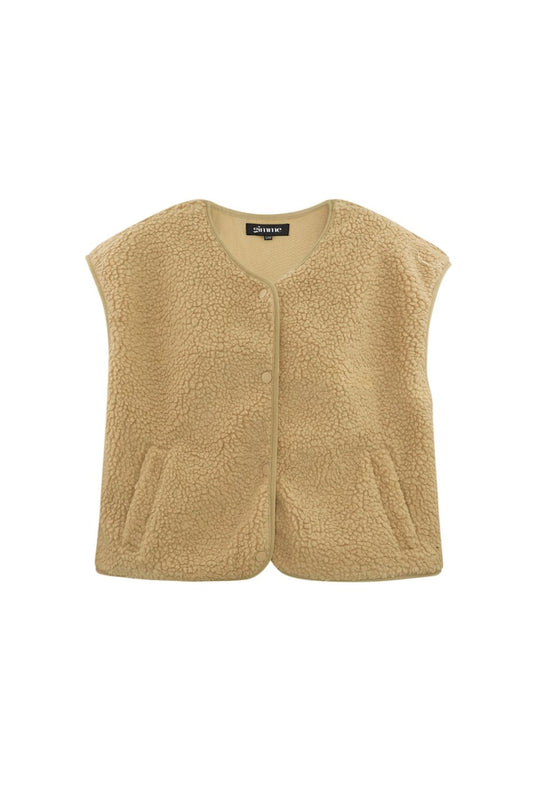 Gimme fluffy Teddy vest Camel