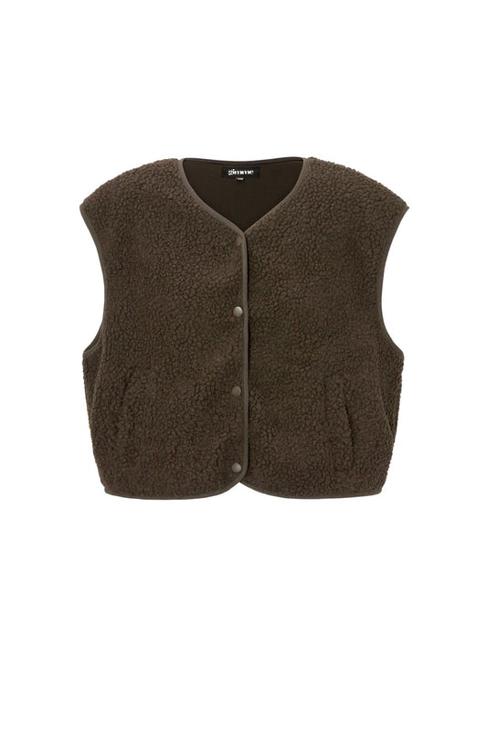 Gimme fluffy Teddy vest Donkerbruin