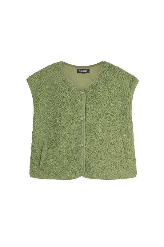 Gimme fluffy Teddy vest Groen