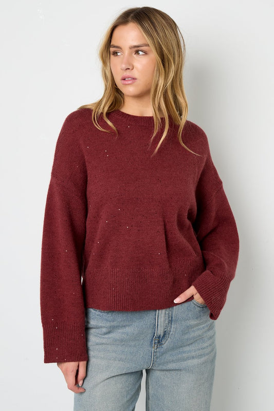 Glinsterende gebreide trui Rood