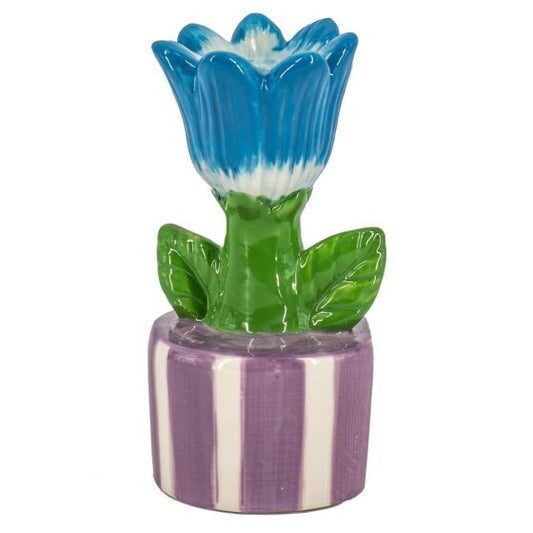 Kaarsenstandaard tulp stripes paars en blauw