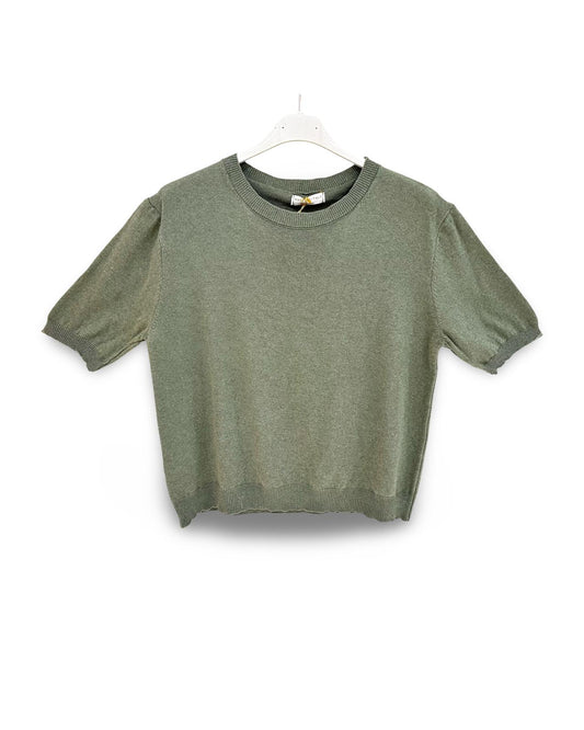 Katoenen trui/t-shirt met korte mouw en ronde hals Army