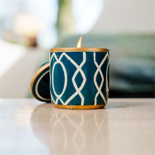 Kayori - Geurkaars - Keramiek - 200gr - Hazakura - Blauw