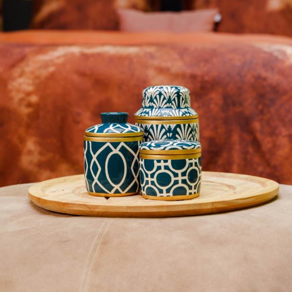 Kayori - Geurkaars - Keramiek - 600gr - Hazakura - Blauw