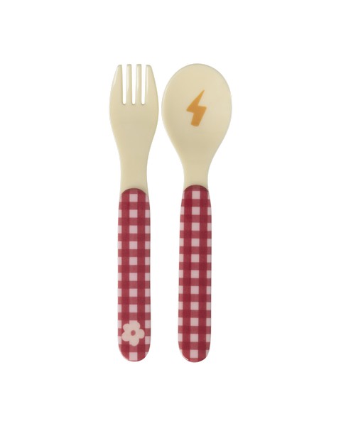 KidsMelamineSpoonandForkSuperheroPink__1