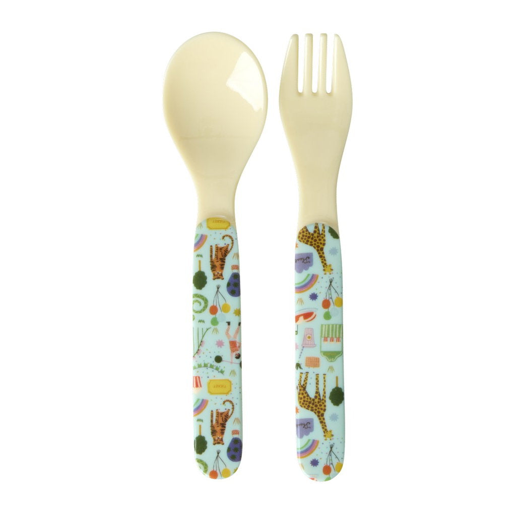 KidsMelamineSpoonandForkcircusBlue__1