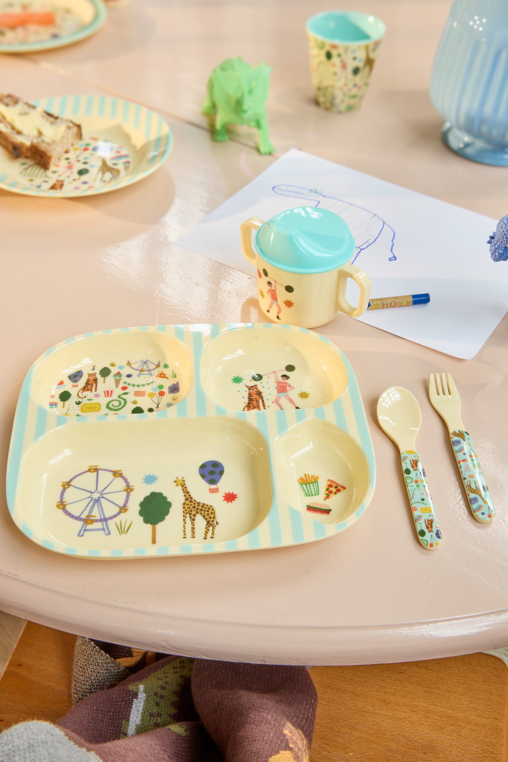 KidsMelamineSpoonandForkcircusBlue__2