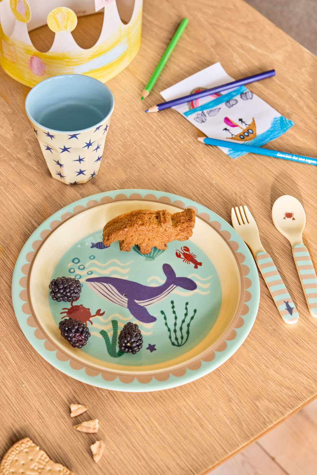 KidsMelamineSpoonandForkcircusBlue__3
