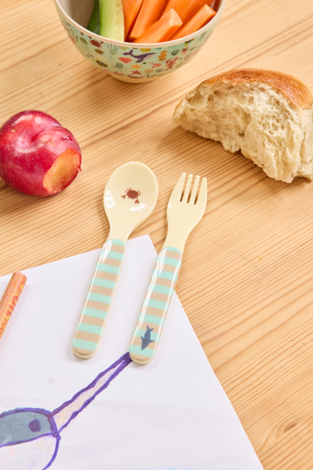 KidsMelamineSpoonandForkwithBlue__2