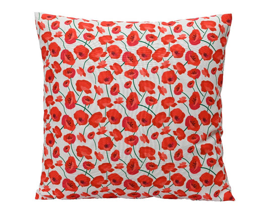 Kussen polyester buiten rood bloemen