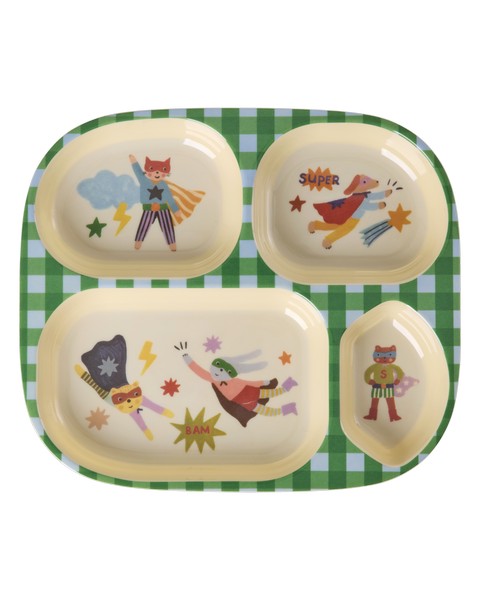 MelamineKids4RoomPlatewithHeroPrintGreen__1