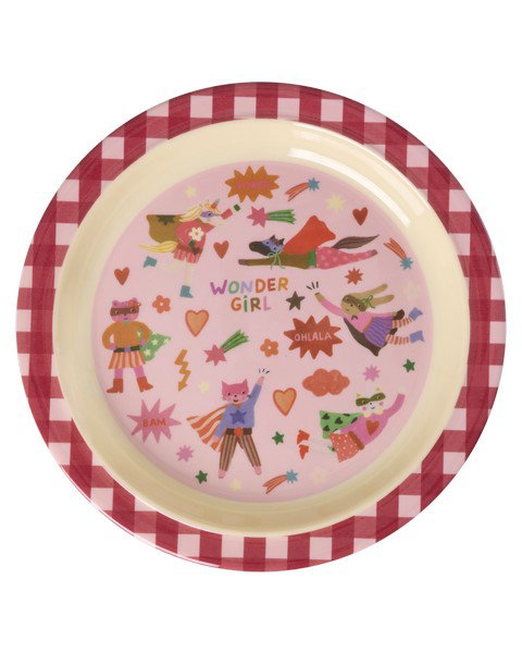MelamineKidsLunchPlateHeropink__1