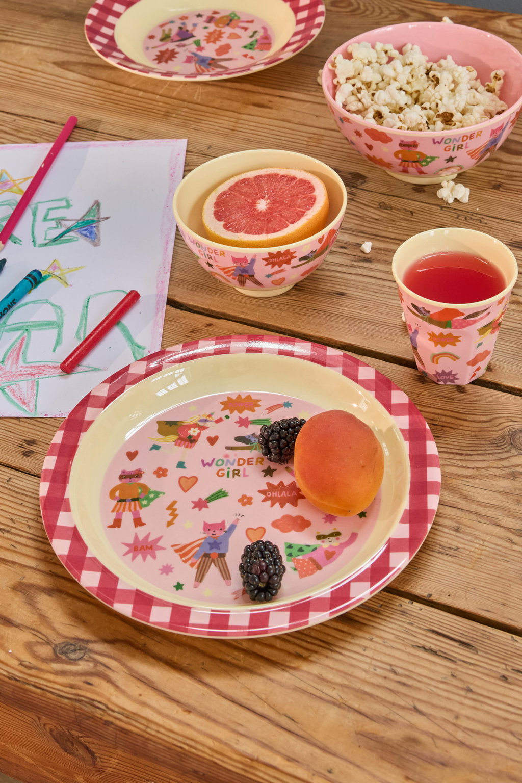 MelamineKidsLunchPlateHeropink__2