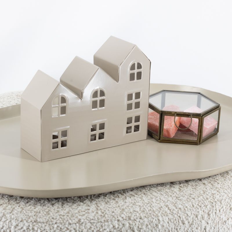 Metalen windlicht huisjes sand