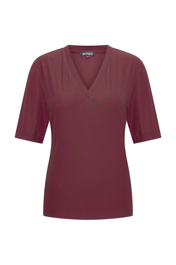 MiPiaceShirtVNeckRibbedBurgundy__1
