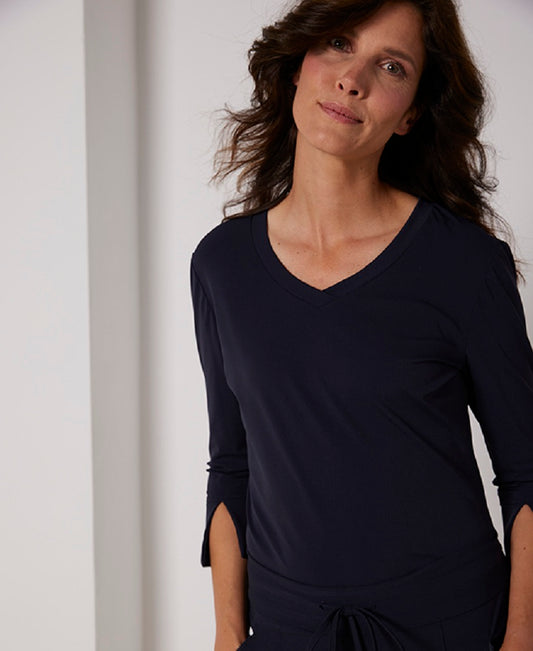 Mi Piace shirt Cathy  3/4 mouw Dark Blue