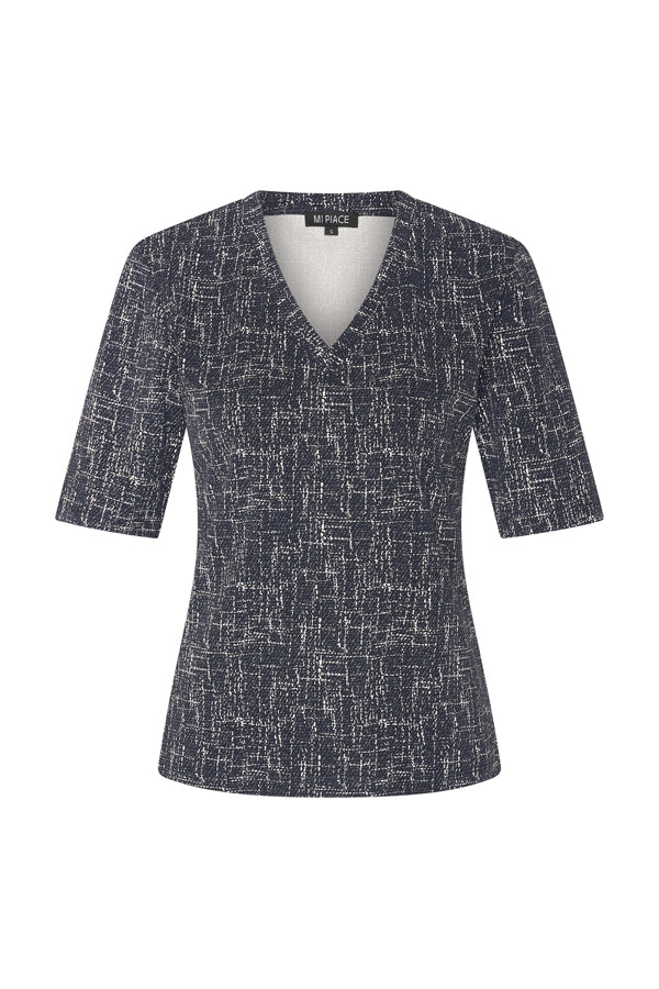 Mi piace alexis T shirt V Hals Linen print