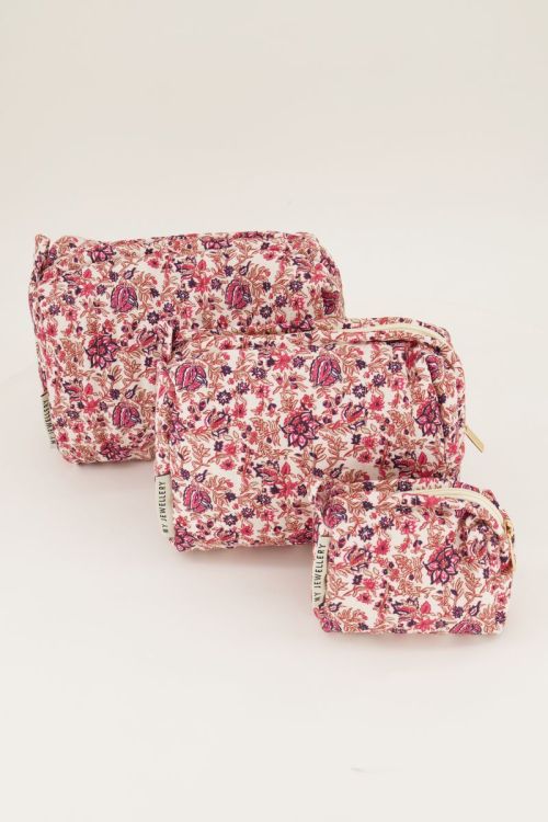 Multikleur bloemenprint toilettas set