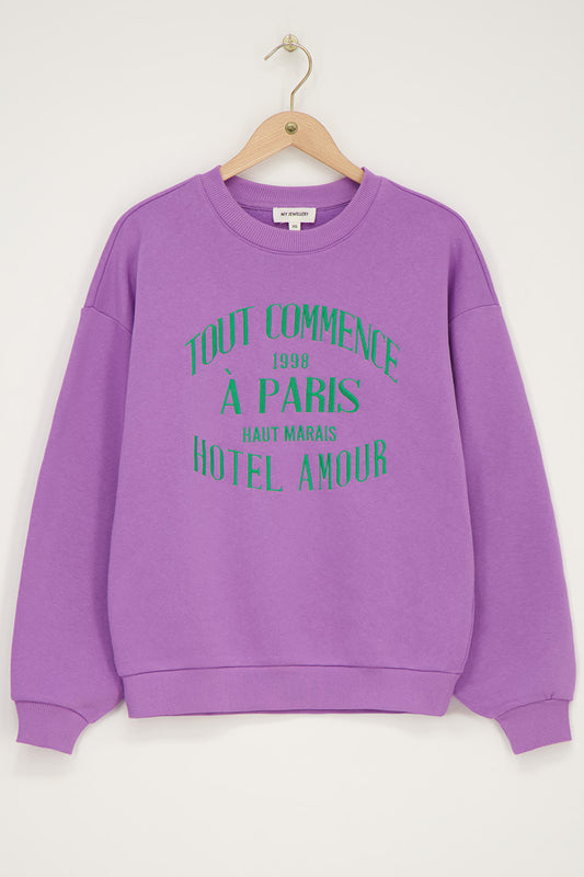 My jewellery sweater "Hotel amour" blauw Lila