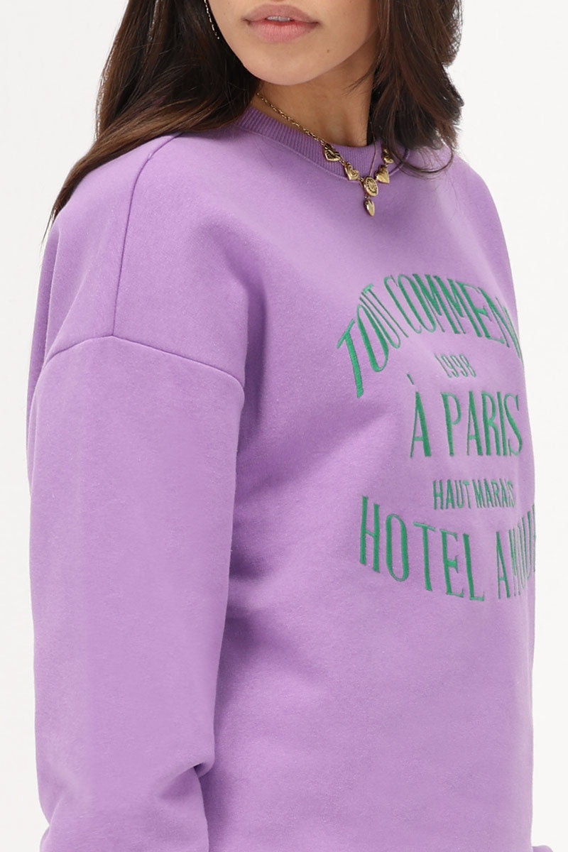 My jewellery sweater "Hotel amour" blauw Lila