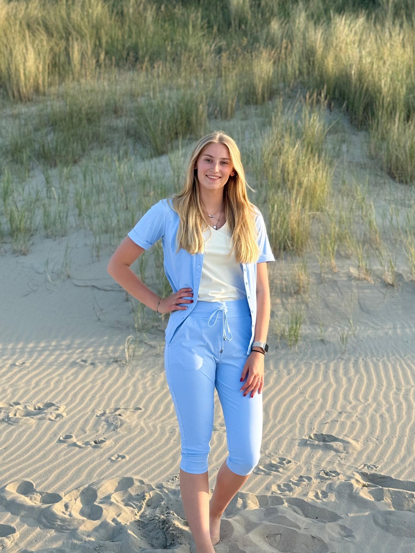 My lady blouse korte mouw  Lichtblauw