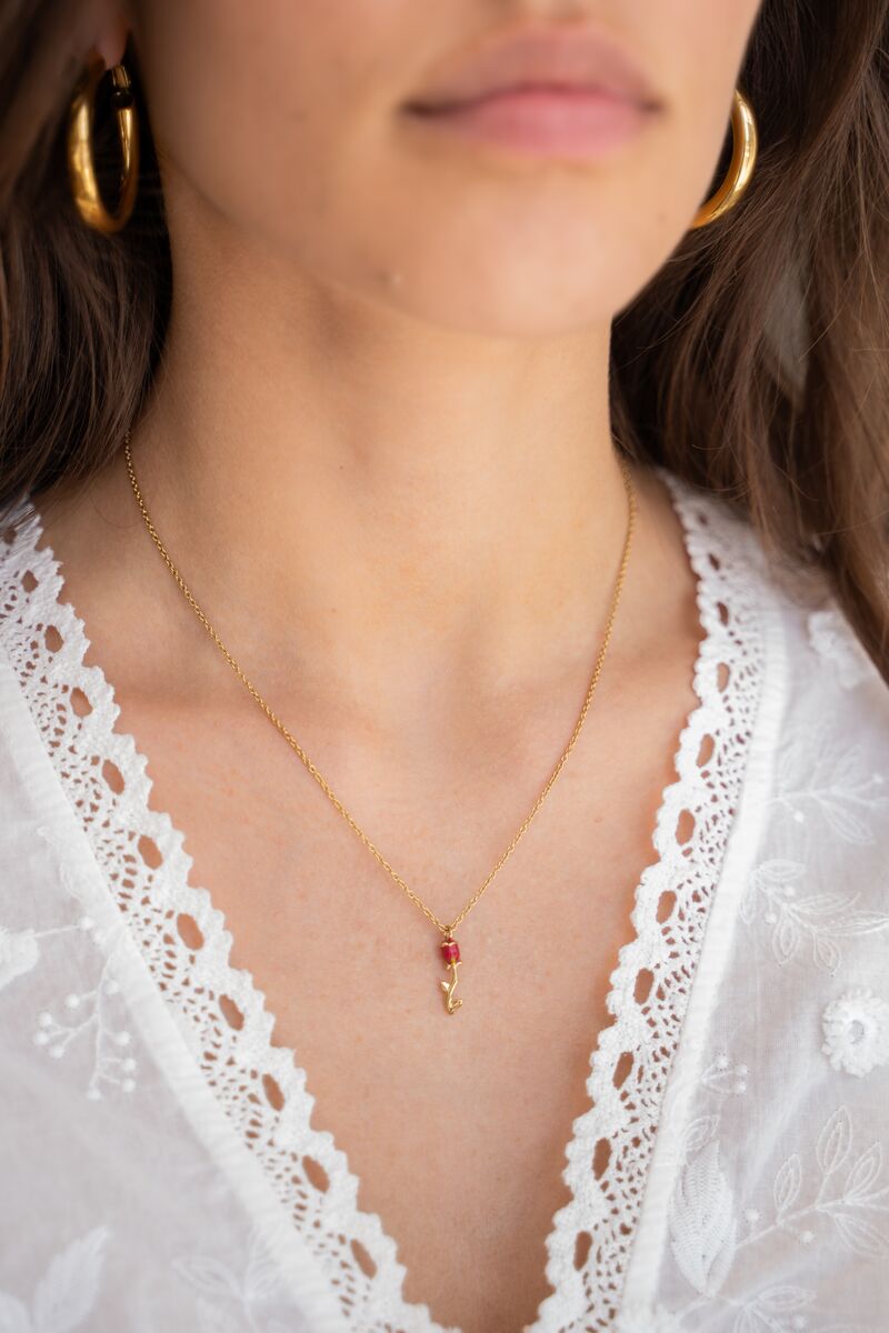 Necklace Rose red Goud MJ11257