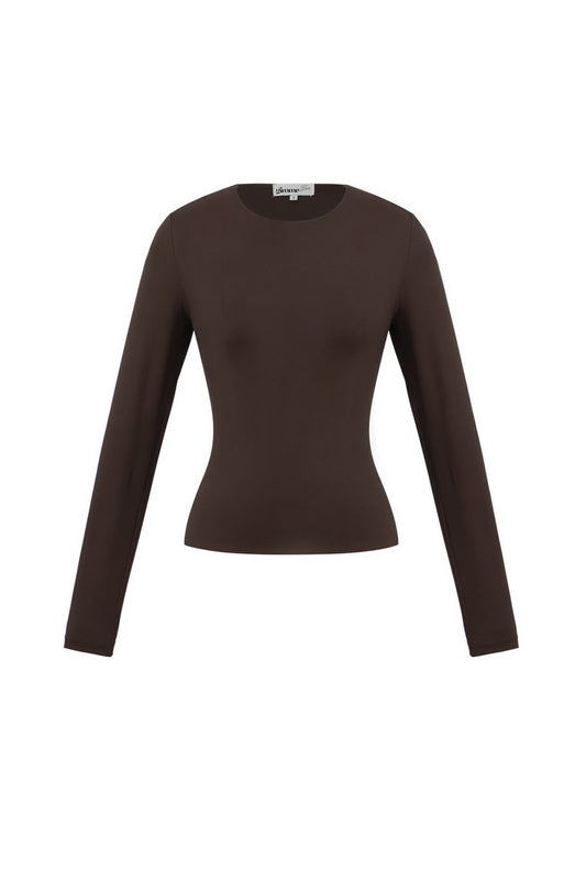 Nylon Long sleeve basic top Bruin