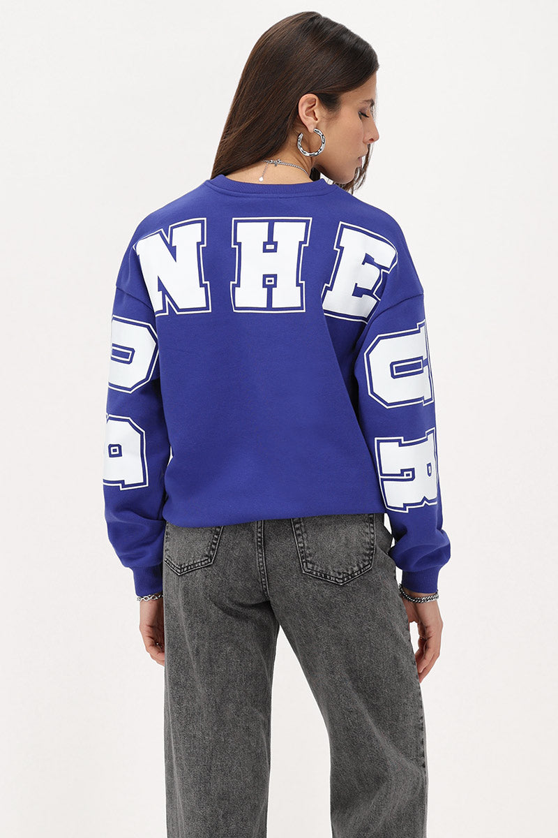 Oversized sweater "Bonheur" Blauw