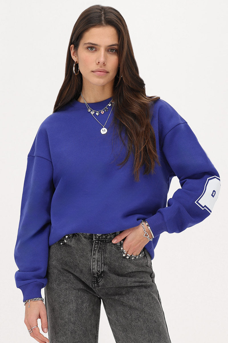 Oversized sweater "Bonheur" Blauw