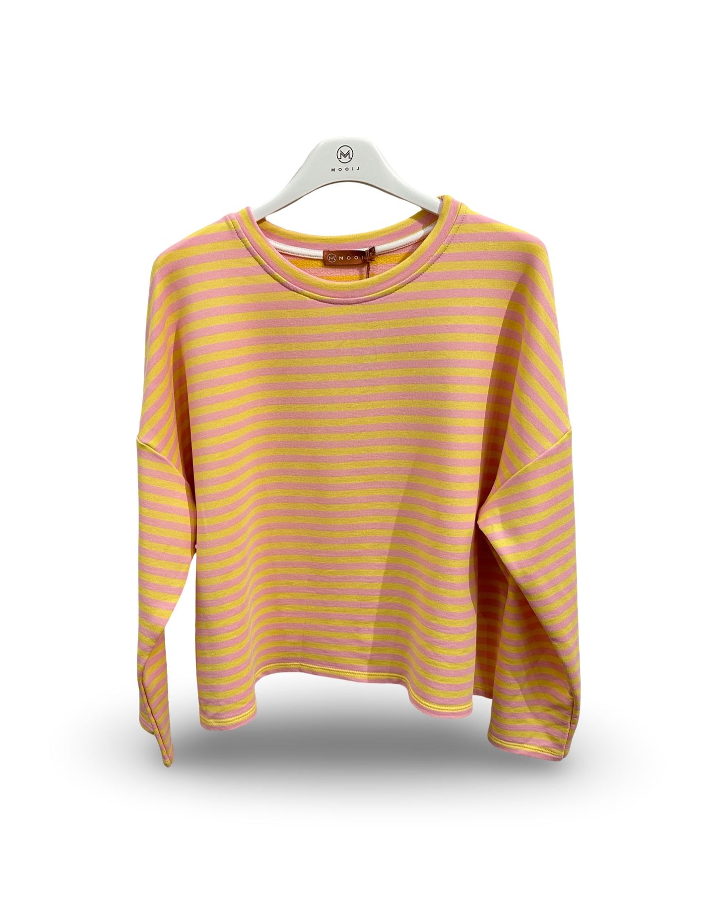 Oversizedt-shirtmetrondehalsenstrepenRoze_geel__1