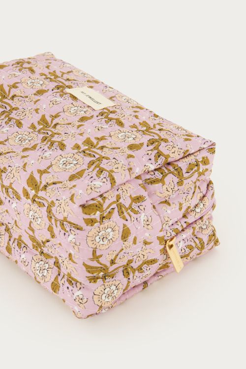 Paarse toilettas set met bloemenprint