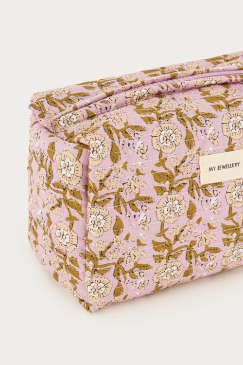 Paarse toilettas set met bloemenprint