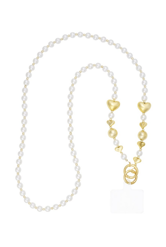 telefoon cord pearl adoration white