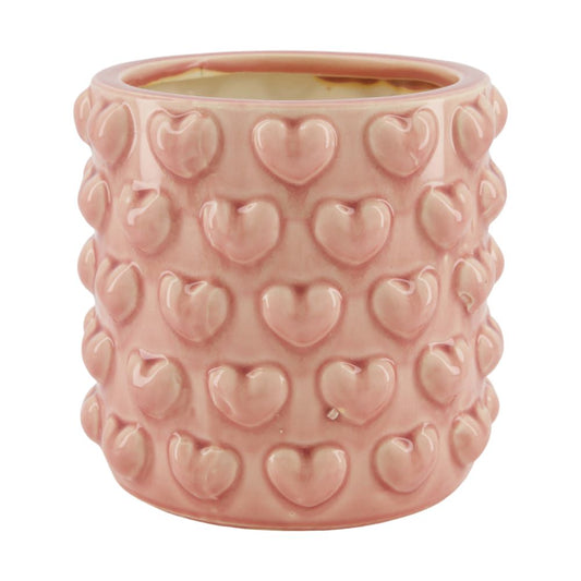 Planter hearts ceramic 18x18x17cm Light pink