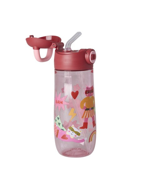 PlasticKidsDrinkingBottlewithsuperheroprintpink__2