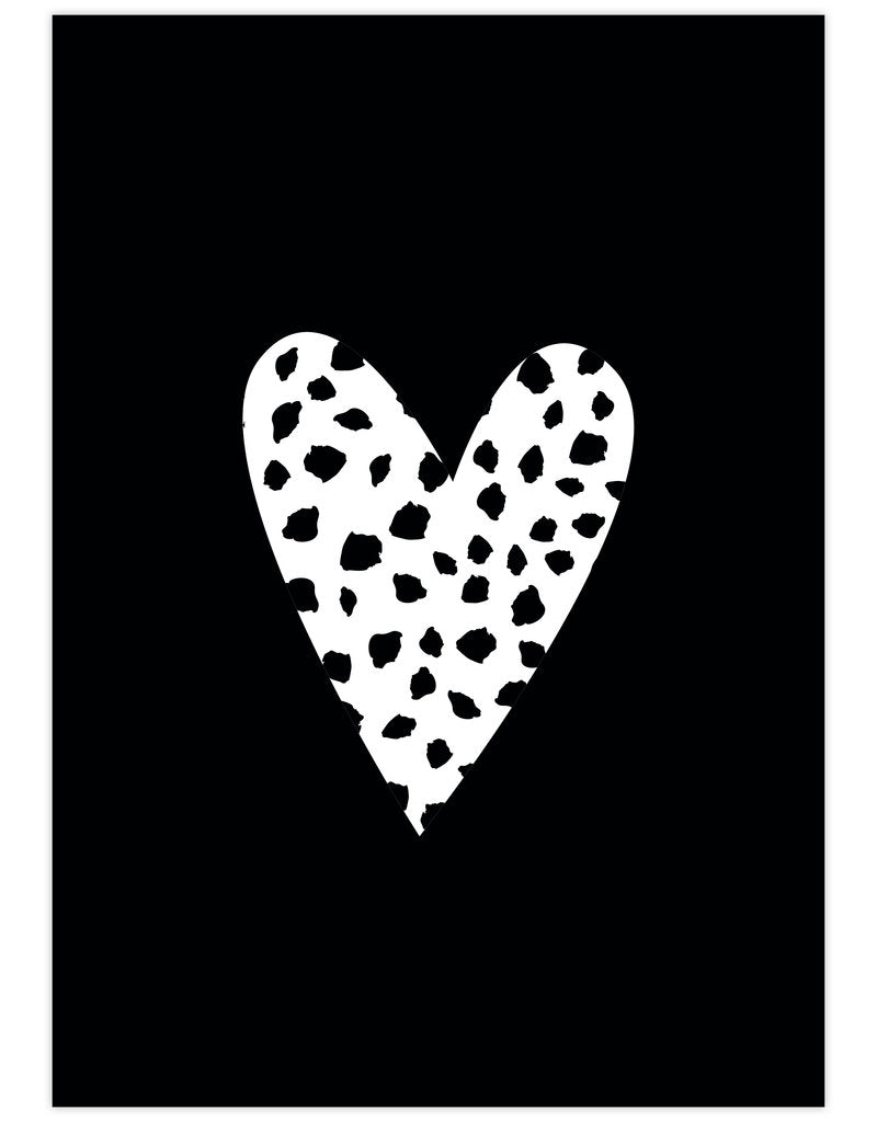 Posters A4 Heart zwart/wit