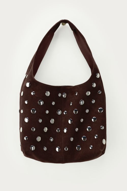 Shoulder bag big studs brown