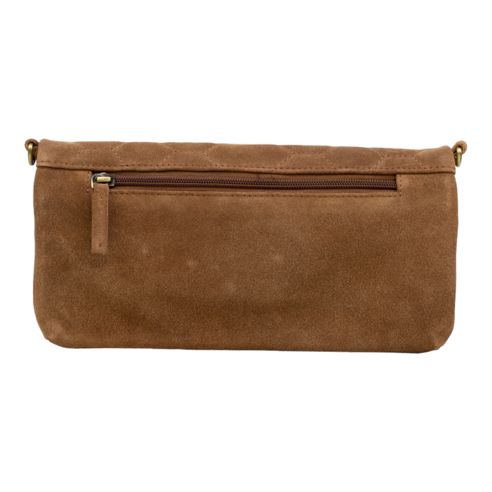 Suede clutch 122140 Chestnut