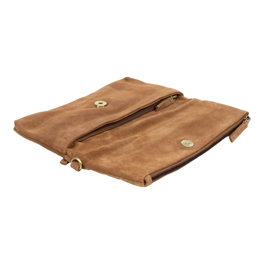 Suede clutch 122140 Chestnut