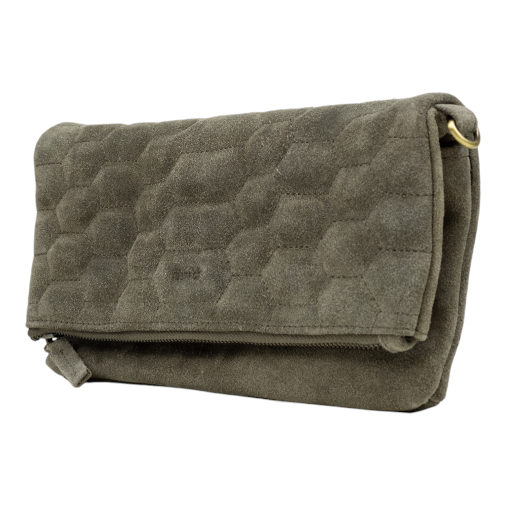 Suede clutch 122140 Khaki